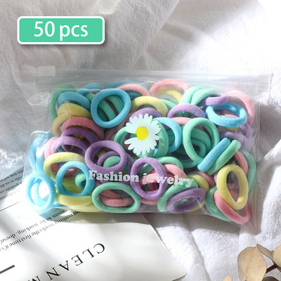 50tk Komplekt Tüdrukute Juuksepaelad Kommivärvid Elastsed Käterätikud Juukseaksessuaarid Beebi hobusesabahoidja Scrunchie peapael
