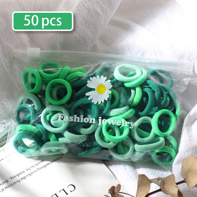 50tk Komplekt Tüdrukute Juuksepaelad Kommivärvid Elastsed Käterätikud Juukseaksessuaarid Beebi hobusesabahoidja Scrunchie peapael