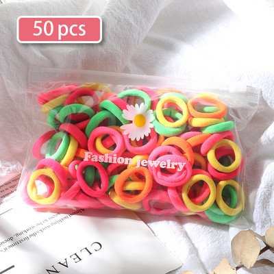50tk Komplekt Tüdrukute Juuksepaelad Kommivärvid Elastsed Käterätikud Juukseaksessuaarid Beebi hobusesabahoidja Scrunchie peapael