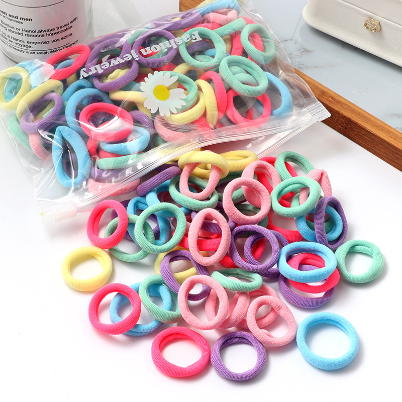 50tk Komplekt Tüdrukute Juuksepaelad Kommivärvid Elastsed Käterätikud Juukseaksessuaarid Beebi hobusesabahoidja Scrunchie peapael