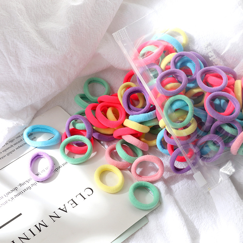 50tk Komplekt Tüdrukute Juuksepaelad Kommivärvid Elastsed Käterätikud Juukseaksessuaarid Beebi hobusesabahoidja Scrunchie peapael