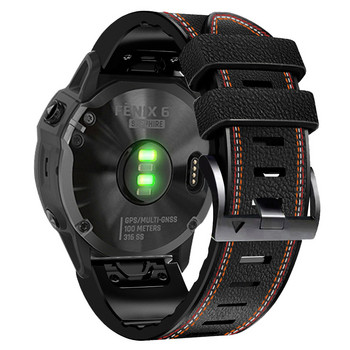 22 26 мм кожа+силиконова каишка за часовник за Garmin Fenix 7X 7 6X 6 Pro 5X 5 Epix Gen 2 Smartwatch Quickfit Гривна за китка