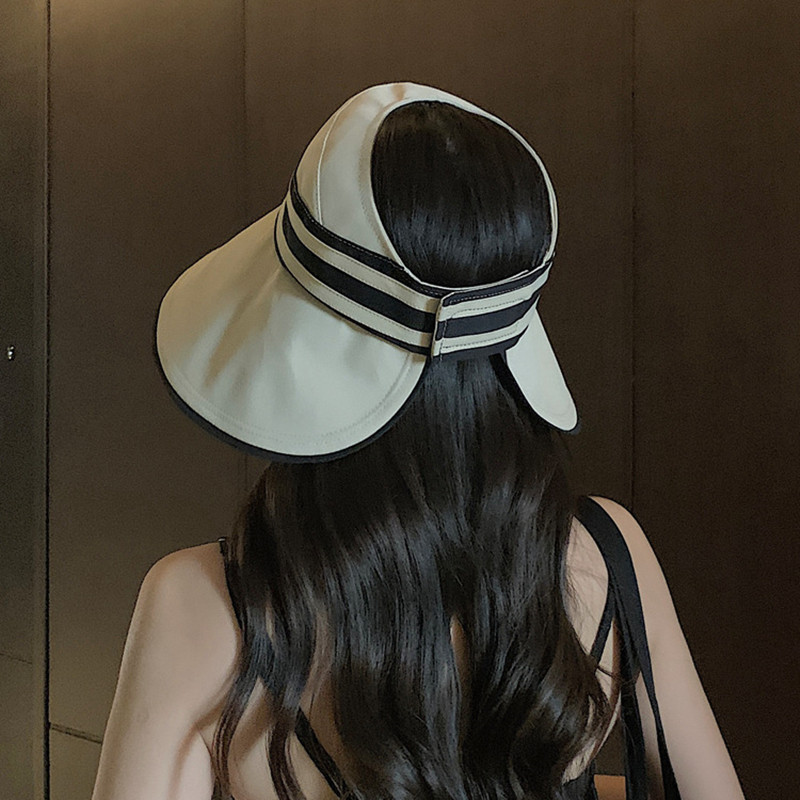 Pălării de soare elegante de vară pentru femei, fete, cu boruri late reglabile, cu protecție Uv, pălărie de plajă, respirabilă, pliabilă, șapcă cu coadă de cal