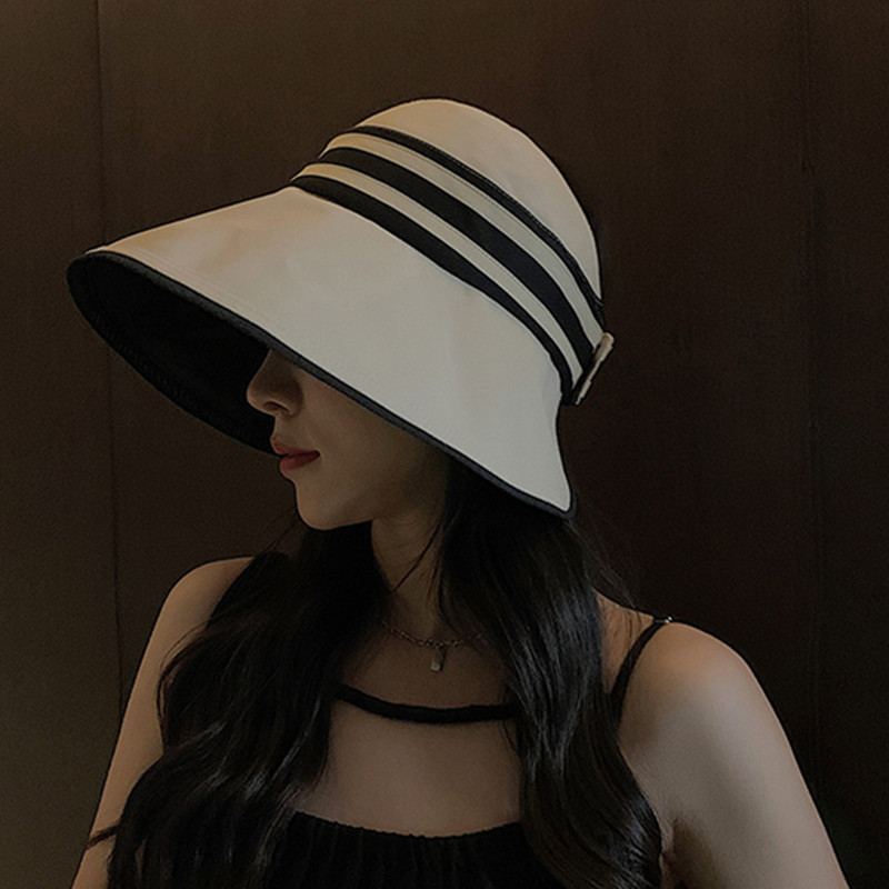 Pălării de soare elegante de vară pentru femei, fete, cu boruri late reglabile, cu protecție Uv, pălărie de plajă, respirabilă, pliabilă, șapcă cu coadă de cal