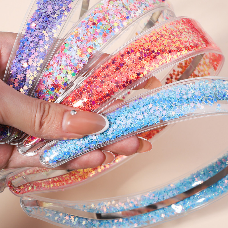 Διαφανείς κορδέλες κεφαλής Quicksand για Παιδιά Παιδικά Κορίτσια Μόδα Glitter Παγιέτες Δόντια Κορδέλες για τα μαλλιά Στεφάνη Αξεσουάρ για τα μαλλιά