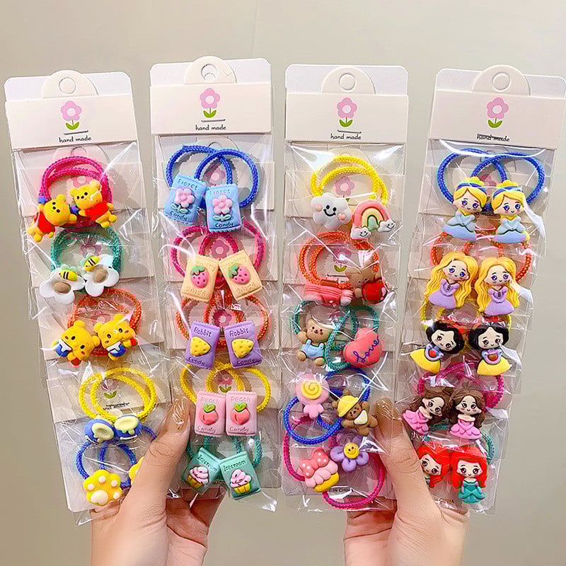 10db Új Aranyos Rajzfilm Felhők Szivárvány Hercegnős Fejfedők Gyerekek Rugalmas Hajkötők Gyerek Nyakkendők Lányok Kiegészítők Baba fejfedők