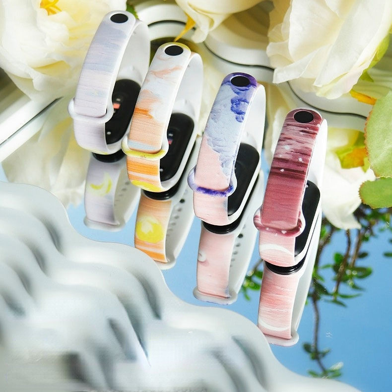 Za Mi Band 7 6 5 4 3 remen Silikonski cvjetni ispis uzorka Blet Za Xiao MI 6 5 4 3 Remen za sat Narukvica Pametni remen za narukvicu