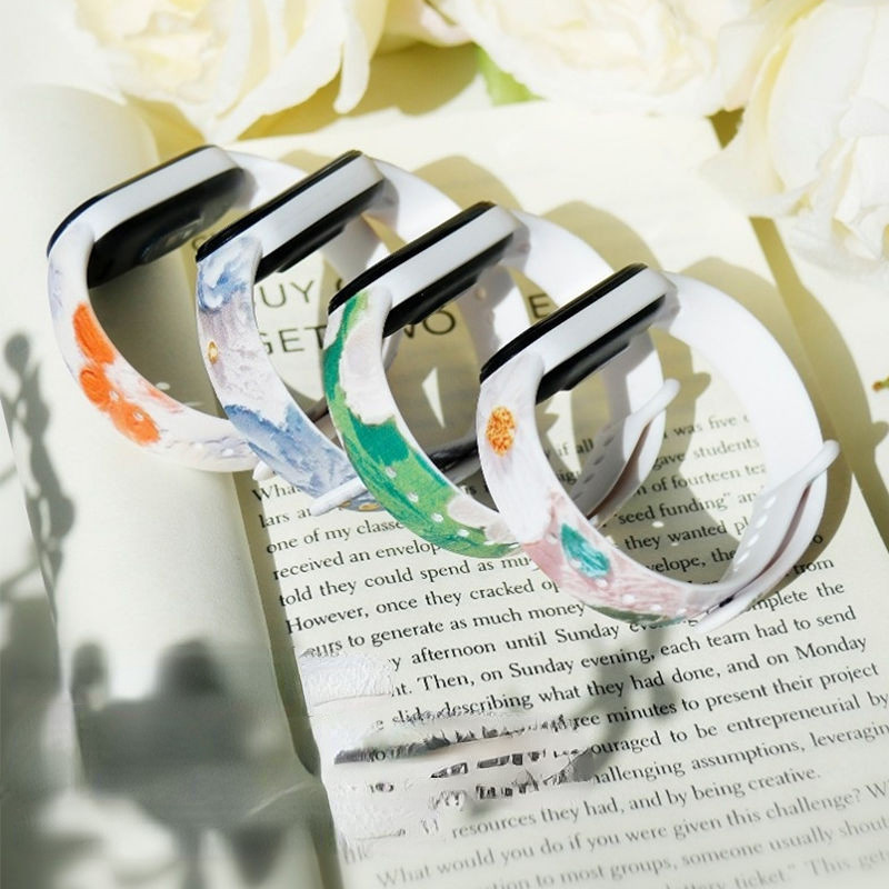 Za Mi Band 7 6 5 4 3 remen Silikonski cvjetni ispis uzorka Blet Za Xiao MI 6 5 4 3 Remen za sat Narukvica Pametni remen za narukvicu