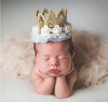 Lovely Baby 1 Year Old Headbands Cute Lace Crown Mesh λουλούδια κορδέλες μαλλιών για κοριτσάκια Νεογέννητα αξεσουάρ μαλλιών γενεθλίων