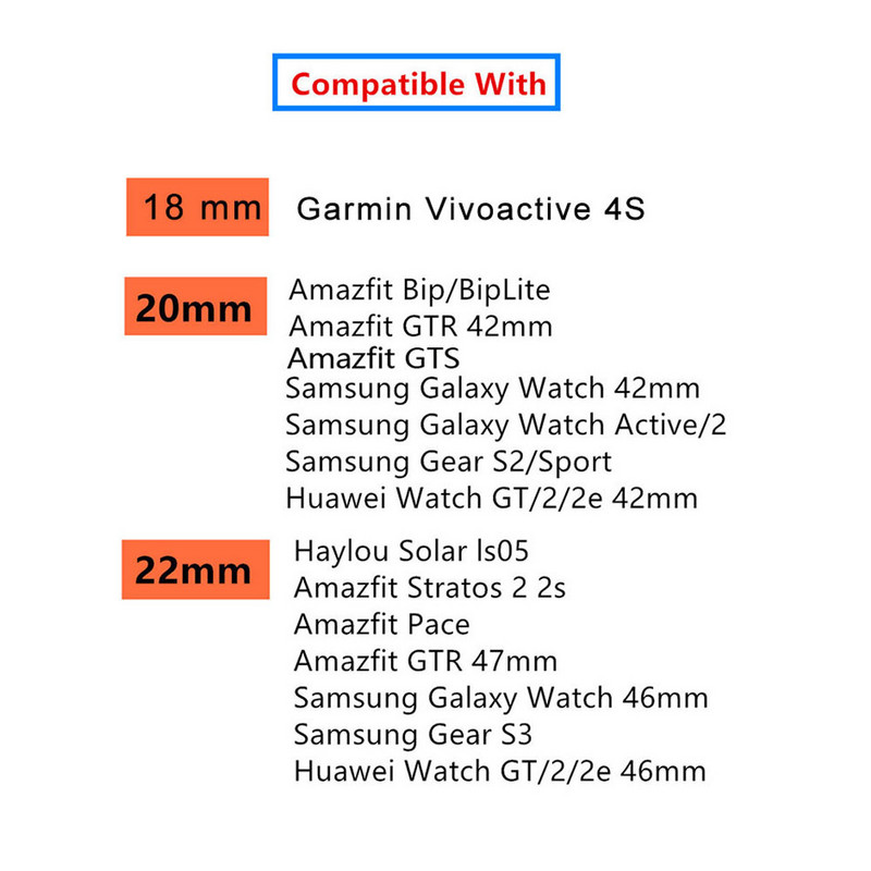 18 20 22mm Cureaua de ceas pentru Garmin Vivoactive 3 4 4S Forerunner 245 645 Samsung Galaxy Huawei Watch 46mm Active 2 40mm 44mm