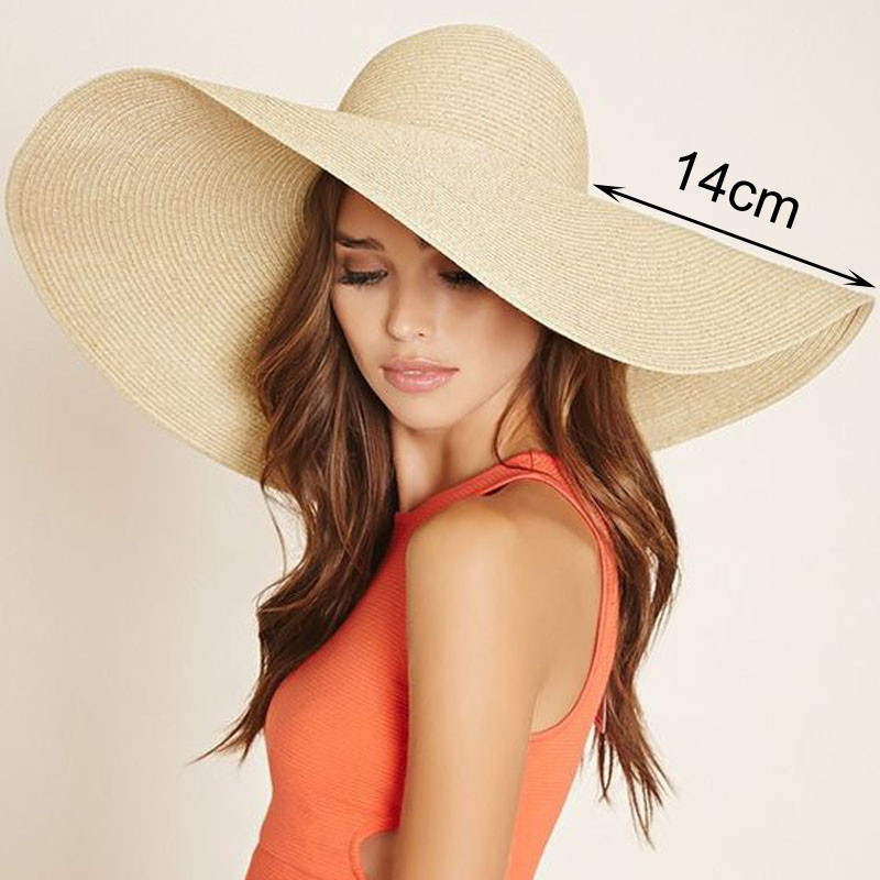 Letný jednoduchý klobúk Floppy Sun Hat Dámsky plážový klobúk so širokým okrajom, dievčenský plážový cestovný skladací slamený klobúk, opaľovací krém, UV ochrana, dámska čiapka