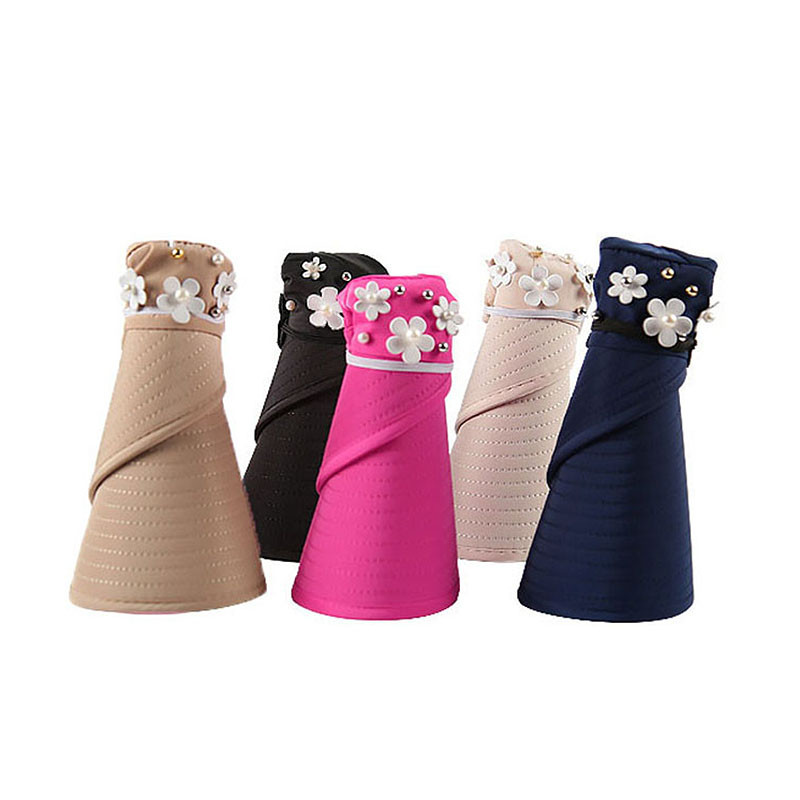 Suvemütsid naistele Kokkupandav päikesemüts pärlilillega visiir päikesekaitsega flopp-müts naistele vabas õhus pesapallimüts