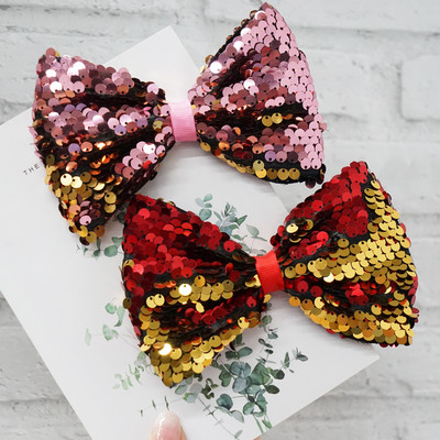 Bling Sparkle Glitter Svečane velike 5 inča šljokice Rainbow Trake Mašne za kosu Aligatorske kopče za djevojčice, malu djecu i djecu