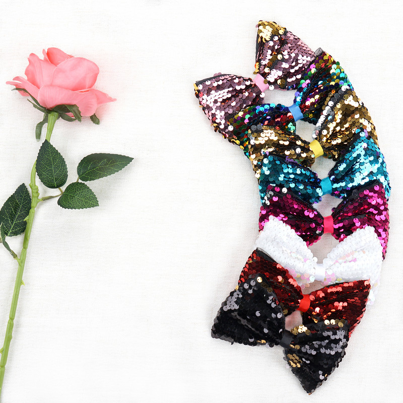 Bling Sparkle Glitter Svečane velike 5 inča šljokice Rainbow Trake Mašne za kosu Aligatorske kopče za djevojčice, malu djecu i djecu