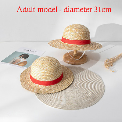 „Luffy Straw Hat“ Anime animacinių filmų „Cosplay“ kepurės Priedai Vasarinė kepurė nuo saulės Saulės skrybėlė tėvams ir vaikams „Luffy“ skrybėlė moterims, vyrams