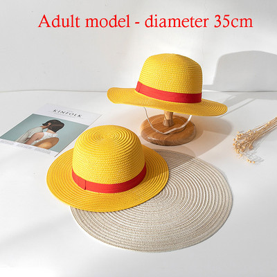 „Luffy Straw Hat“ Anime animacinių filmų „Cosplay“ kepurės Priedai Vasarinė kepurė nuo saulės Saulės skrybėlė tėvams ir vaikams „Luffy“ skrybėlė moterims, vyrams