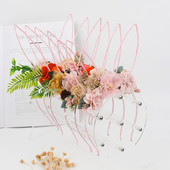 CN Benzile de păr cu flori din organza pentru fete Bentita de iepuraș de Paște Crăciun de petrecere pentru copii Cadouri de Paște Accesorii de păr Urechi de iepure Iepuraș