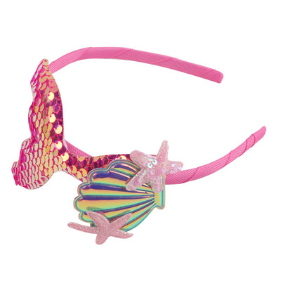 Χαριτωμένο κορδόνι γοργόνας για κοριτσάκια Κοχύλι με πούλιες Αστερίες χτενίσματα Παιδικά χειροποίητα αξεσουάρ μαλλιών ουράνιο τόξο