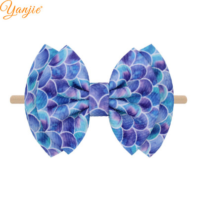 Klasična 2022 6" dvoslojna mašna za kosu od tkanine s otisnutim mecima Najlonska traka za glavu/ukosnica DIY dodaci za kosu za djevojčice