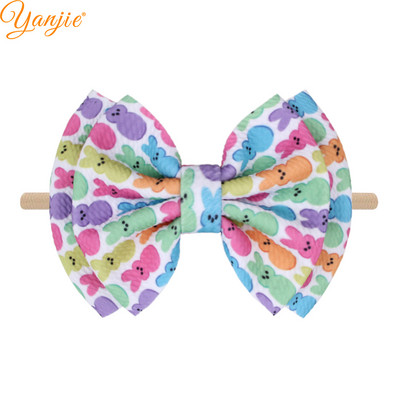 Klasična 2022 6" dvoslojna mašna za kosu od tkanine s otisnutim mecima Najlonska traka za glavu/ukosnica DIY dodaci za kosu za djevojčice