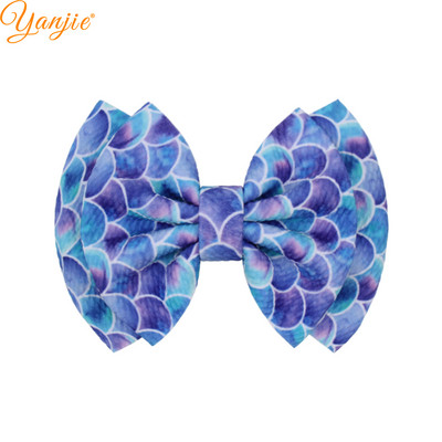 Klasična 2022 6" dvoslojna mašna za kosu od tkanine s otisnutim mecima Najlonska traka za glavu/ukosnica DIY dodaci za kosu za djevojčice