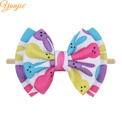 Klasična 2022 6" dvoslojna mašna za kosu od tkanine s otisnutim mecima Najlonska traka za glavu/ukosnica DIY dodaci za kosu za djevojčice