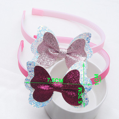 2PC Djevojčice Trendy svjetlucave trake za kosu Nove dječje trake za glavu sa zubima Dječje mašne u obliku veselja Obruč za kosu/glava Dodaci za kosu