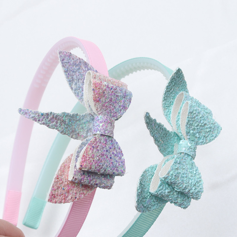 2PC Djevojčice Trendy svjetlucave trake za kosu Nove dječje trake za glavu sa zubima Dječje mašne u obliku veselja Obruč za kosu/glava Dodaci za kosu