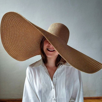 πτυσσόμενο γυναικείο καπέλο μεγάλου μεγέθους διαμέτρου 70 cm μεγάλου χείλους καλοκαιρινά καπέλα παραλίας για ήλιο χονδρική