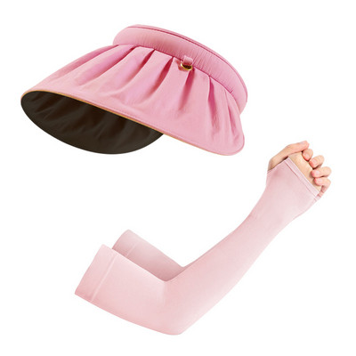 Summer Shell skrybėlė nuo saulės, apsauganti nuo UV spindulių, dvigubo naudojimo plaukų lanko kepurė nuo saulės moterims lauko paplūdimio minkšta sulankstoma plataus kraštelio kibiro dangteliai