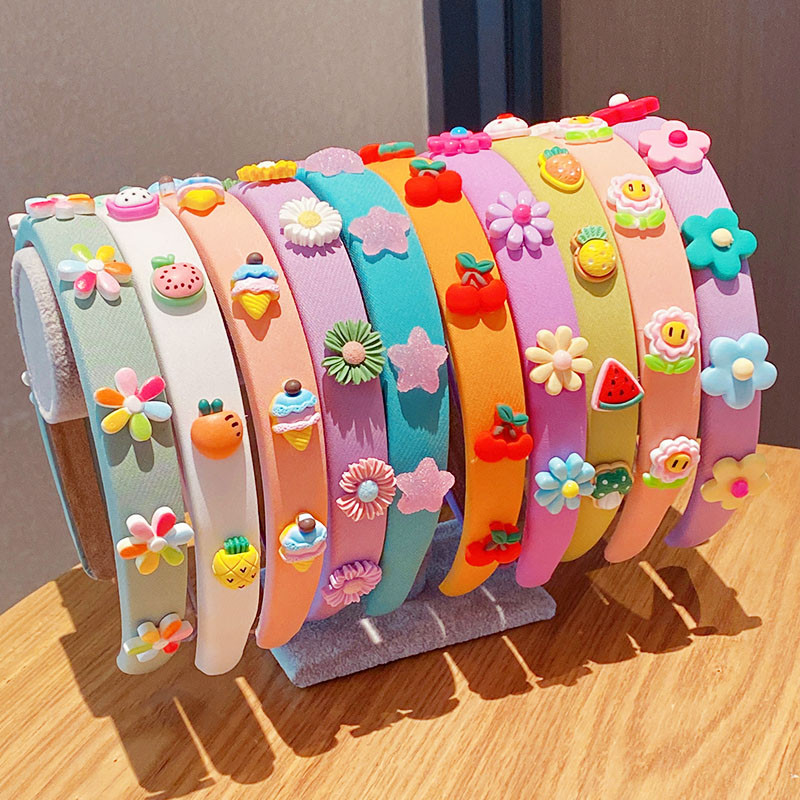 Noi fete drăguțe de desene animate cu flori cu fructe bentițe colorate cu burete pentru păr dulce decorați bentita pentru cap Accesorii pentru păr la modă