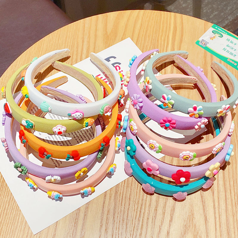 Noi fete drăguțe de desene animate cu flori cu fructe bentițe colorate cu burete pentru păr dulce decorați bentita pentru cap Accesorii pentru păr la modă