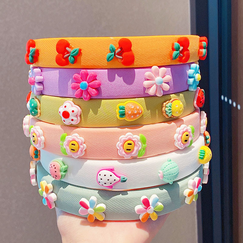 Noi fete drăguțe de desene animate cu flori cu fructe bentițe colorate cu burete pentru păr dulce decorați bentita pentru cap Accesorii pentru păr la modă