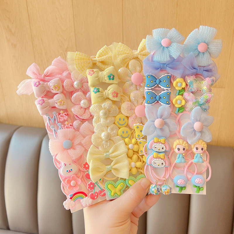 20 vnt. / rinkinys Vaikams mielas animacinis filmukas, gėlėtas lankelis, elastinės plaukų juostelės kūdikių mergaičių minkštos gležtuvės guminės juostelės vaikų plaukų aksesuarai