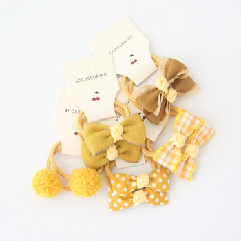10 τεμάχια/Παρτίδα Γλυκό κοριτσίστικο κοριτσίστικο Μαλλιά Φιόγκοι Ελαστική λαστιχένια ζώνη λουλούδι Μικρή μπάλα Scrunchies Βρεφικά παιδικά αξεσουάρ μαλλιών