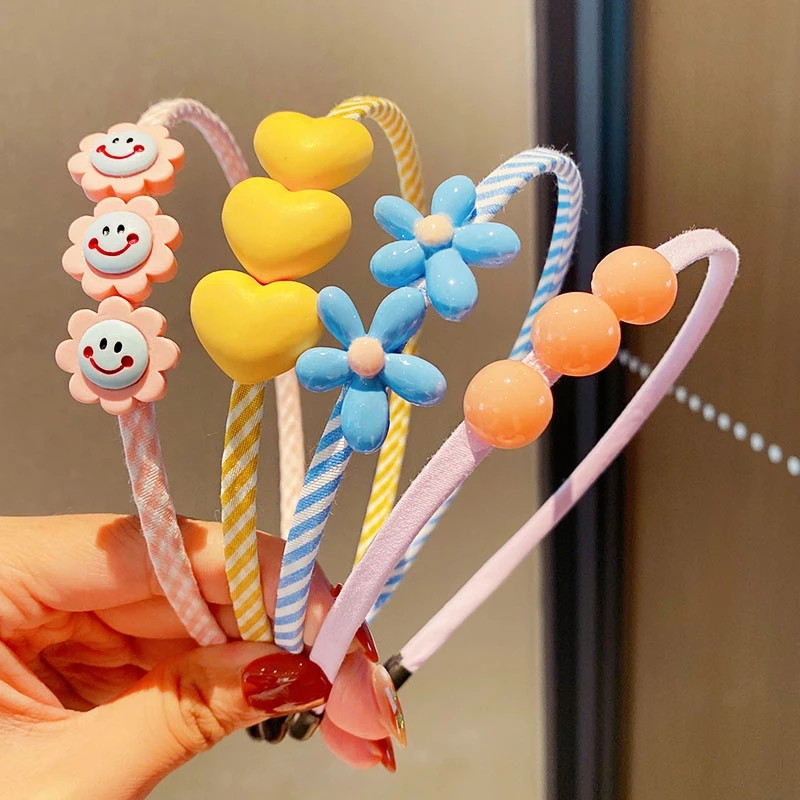 Noi fete drăguțe, culori bomboane, cerc de păr cu desene animate, bentițe de păr cu inimă de flori pentru copii, bentiță pentru copii, accesorii de păr la modă, accesorii pentru cap