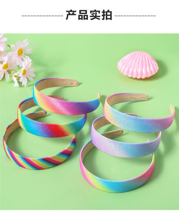 2Pc Glitter Headbands for Girls Rainbow Hair Bands for Little Girl Hair Accessories Sparkly Wide Headband for Kids Cute Headband
