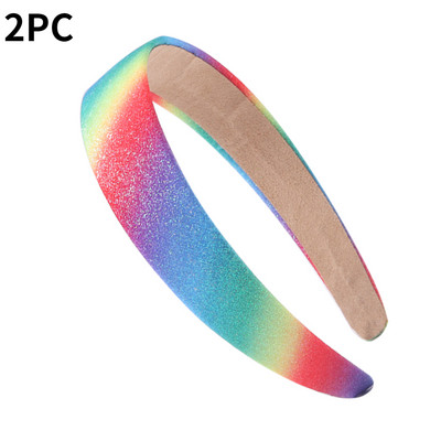 2 buc Bentite cu sclipici pentru fete Benzi de păr curcubeu pentru fetițe Accesorii pentru păr Bandă lată strălucitoare pentru copii Bandă drăguță pentru cap