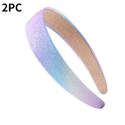 2 buc Bentite cu sclipici pentru fete Benzi de păr curcubeu pentru fetițe Accesorii pentru păr Bandă lată strălucitoare pentru copii Bandă drăguță pentru cap