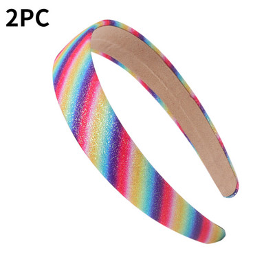 2 buc Bentite cu sclipici pentru fete Benzi de păr curcubeu pentru fetițe Accesorii pentru păr Bandă lată strălucitoare pentru copii Bandă drăguță pentru cap