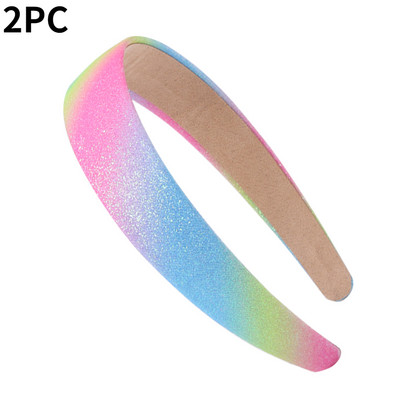 2 buc Bentite cu sclipici pentru fete Benzi de păr curcubeu pentru fetițe Accesorii pentru păr Bandă lată strălucitoare pentru copii Bandă drăguță pentru cap