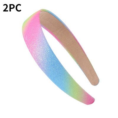 2 buc Bentite cu sclipici pentru fete Benzi de păr curcubeu pentru fetițe Accesorii pentru păr Bandă lată strălucitoare pentru copii Bandă drăguță pentru cap