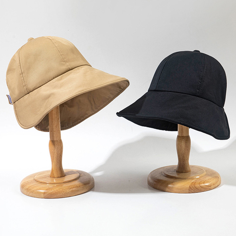 Pălărie cu găleată pentru femei, din bumbac moale, de culoare solidă, de primăvară, vară, reglabilă, în aer liber, pentru plajă, pălării de soare, șapci Panama pliabile, șapcă cu coadă de cal