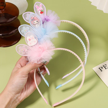 1 τμχ Random Styles Cute Organza Rabbit Ears Hairbands for Girls Sweet Princess Bow Hairbands Πέρλες Αξεσουάρ για τα μαλλιά Δώρο για παιδιά