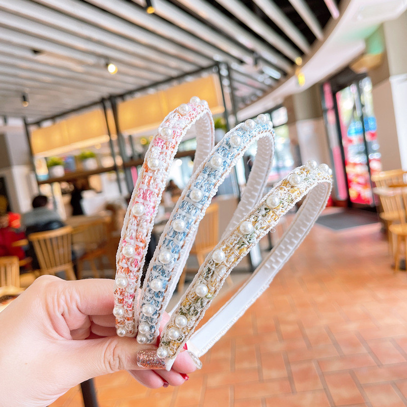 Naujos Sweet Pearl plaukų juostos mergaitėms Neslystančios plonos galvos juostelės su dantukais Vaikams Galvos lankelis Kasdieniai vainikėliai galvos apdangalų priedai