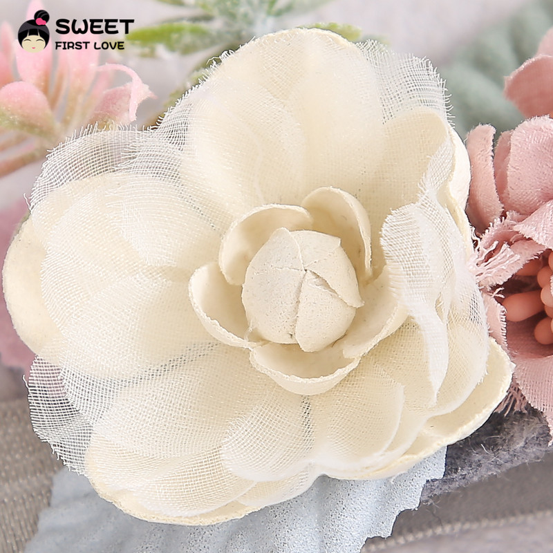 Шифон, цветя, дантела, лента за глава за момиченце, сладки ленти за коса за деца, лента за глава за бебета, деца, шапки, аксесоари за коса, подарък