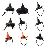 Обръч за коса Хелоуин остра шапка на вещица лента за глава паяжина шапка на вещица призрак фестивал парти танцово шоу лък дантела фиби лента за глава