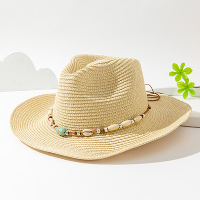 Veleprodaja Ženski ružičasti kaubojski šešir s resicama Floppy šeširi za plažu Ljetni slamnati šeširi Ženski šešir s UV zaštitom Panama šešir od sunca