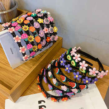 Χαριτωμένο λουλούδι κορδέλα μαλλιών για κορίτσια Παιδικό κλιπ μαλλιών Χειροποίητα δώρα γενεθλίων φράουλα Κορδέλες για κεφαλή Αξεσουάρ μαλλιών