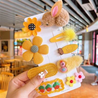 9 vnt. Naujos mielos mergaičių pliušinės triušio plaukų segtukai Animacinių filmų plaukų juostelės Puikūs plaukų aksesuarai Galvos apdangalai Plaukų segtukai Galvos apdangalai Barrettes